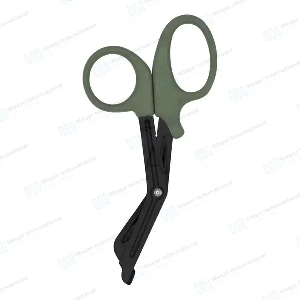 EMT Trauma Shears 7.25″ Black Blades Olive Drab Handle - surgical instruments manufactured by Waqar International, Sialkot - view 8