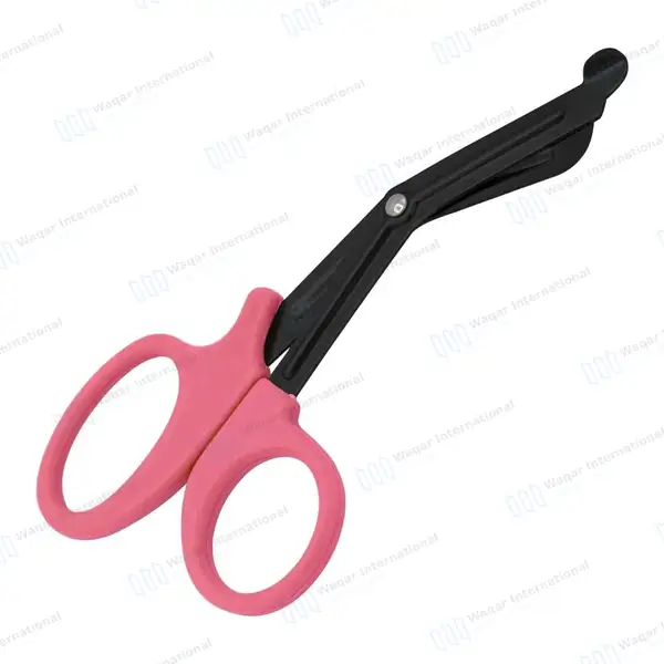 EMT Trauma Shears 7.25″ Black Blades Pink Plastic Handle - surgical instruments manufactured by Waqar International, Sialkot - view 7