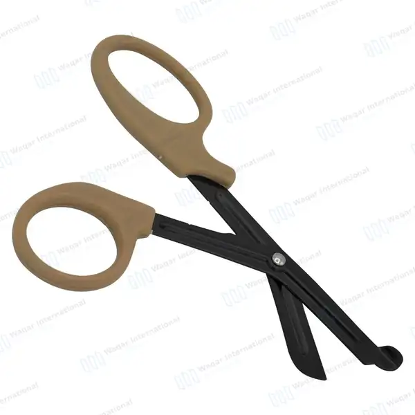 EMT Trauma Shears 7.25″ Black Blades Tan Plastic Handle - surgical instruments manufactured by Waqar International, Sialkot - view 6