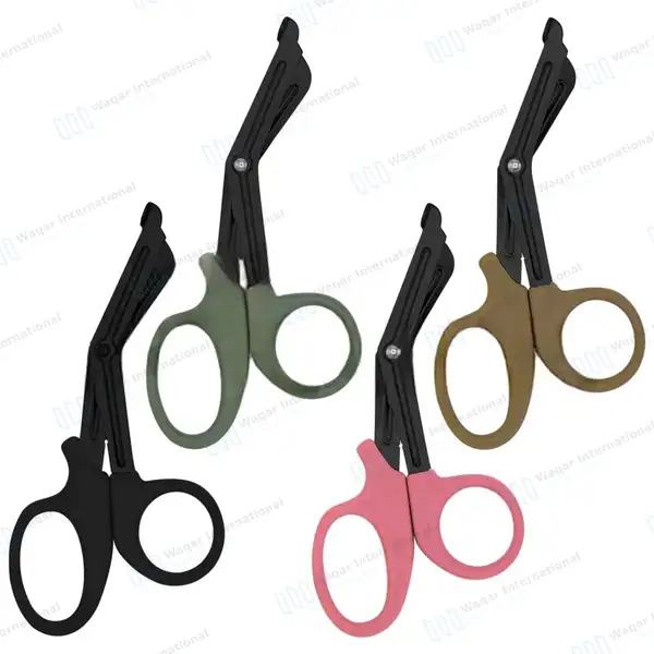 4 Pcs EMT Trauma Shears 7.25″ Black Blades with Color Handles - surgical instruments manufactured by Waqar International, Sialkot - view 2
