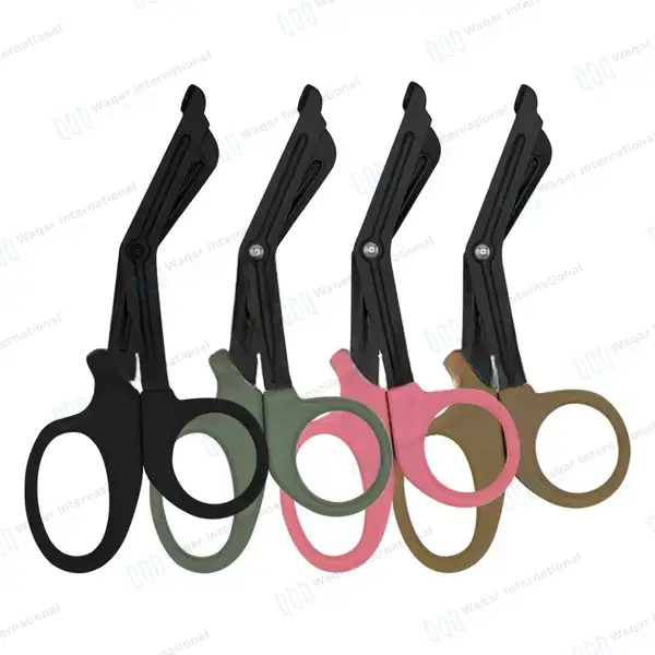 4 Pcs EMT Trauma Shears 7.25″ Black Blades with Color Handles - surgical instruments manufactured by Waqar International, Sialkot - view 4