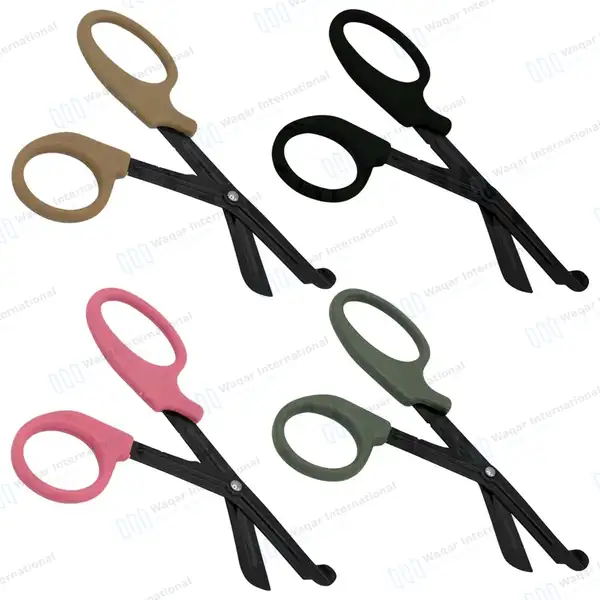 4 Pcs EMT Trauma Shears 7.25″ Black Blades with Color Handles - surgical instruments manufactured by Waqar International, Sialkot - view 9