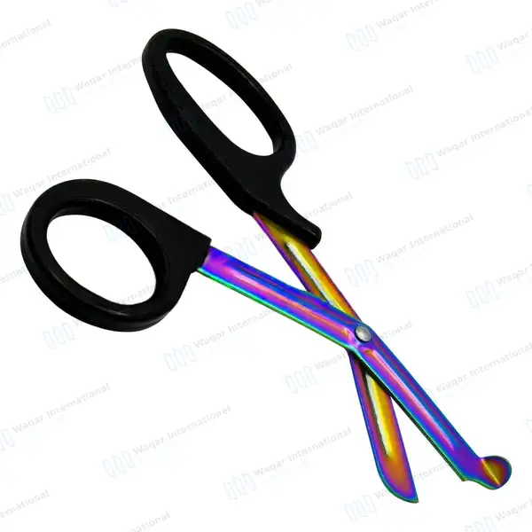 Rainbow Blades EMT Scissors 7.25″ (18.4cm) Black Handle - surgical instruments manufactured by Waqar International, Sialkot - view 5