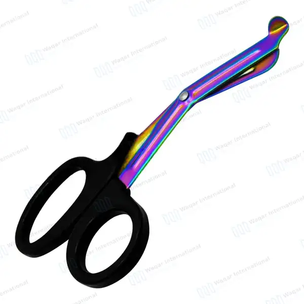 Rainbow Blades EMT Scissors 7.25″ (18.4cm) Black Handle - surgical instruments manufactured by Waqar International, Sialkot - view 6