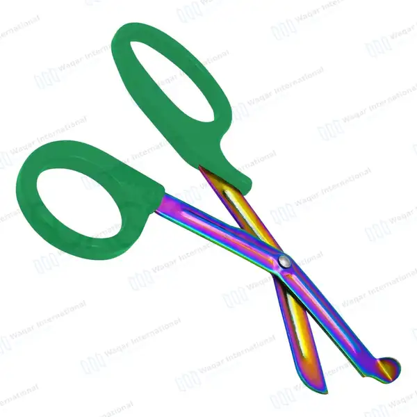 Rainbow Blades EMT Scissors 7.25″ (18.4cm) Green Handle - surgical instruments manufactured by Waqar International, Sialkot - view 5