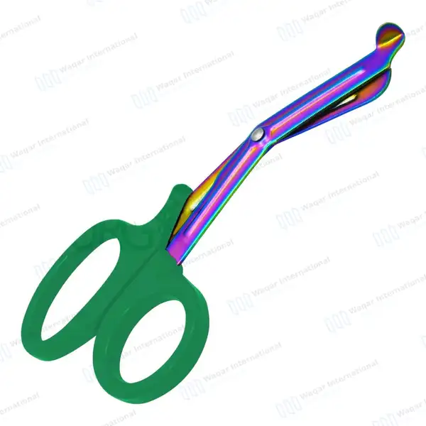 Rainbow Blades EMT Scissors 7.25″ (18.4cm) Green Handle - surgical instruments manufactured by Waqar International, Sialkot - view 6