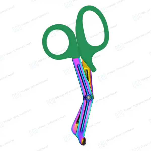 Rainbow Blades EMT Scissors 7.25″ (18.4cm) Green Handle - surgical instruments manufactured by Waqar International, Sialkot - view 7