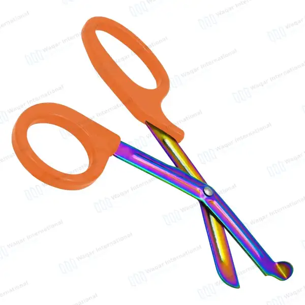 Rainbow Blades EMT Scissors 7.25″ (18.4cm) Orange Handle - surgical instruments manufactured by Waqar International, Sialkot - view 6