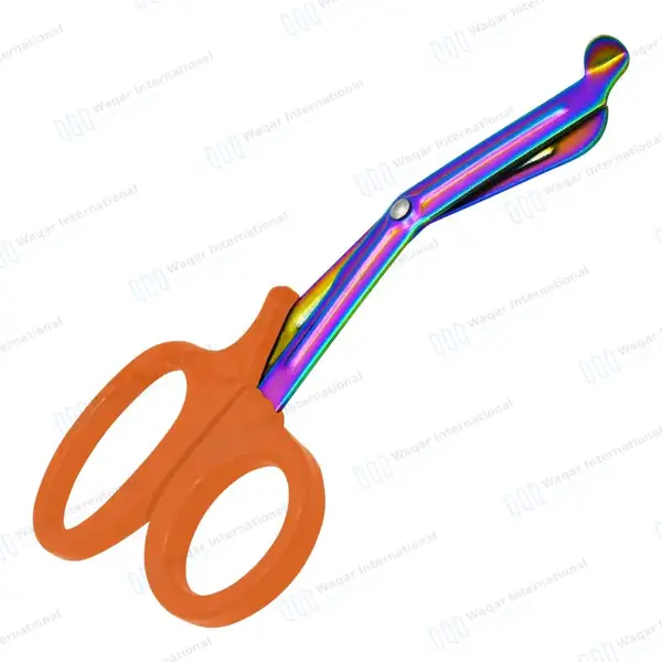 Rainbow Blades EMT Scissors 7.25″ (18.4cm) Orange Handle - surgical instruments manufactured by Waqar International, Sialkot - view 7