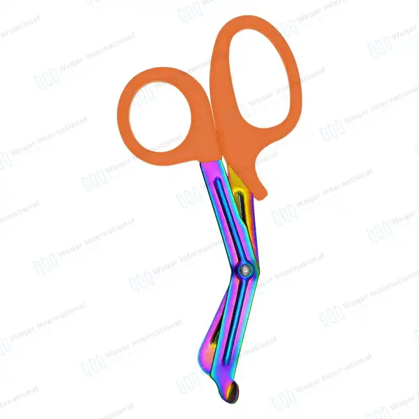 Rainbow Blades EMT Scissors 7.25″ (18.4cm) Orange Handle - surgical instruments manufactured by Waqar International, Sialkot - view 8