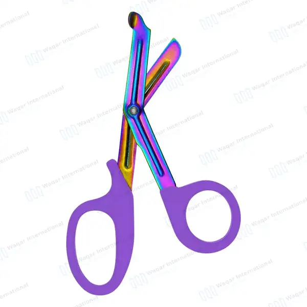 Rainbow Blades EMT Scissors 7.25″ (18.4cm) Purple Handle - surgical instruments manufactured by Waqar International, Sialkot - view 2