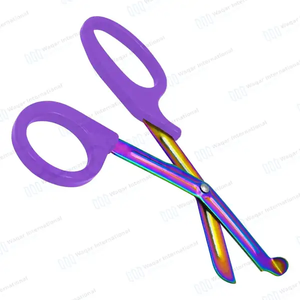 Rainbow Blades EMT Scissors 7.25″ (18.4cm) Purple Handle - surgical instruments manufactured by Waqar International, Sialkot - view 6