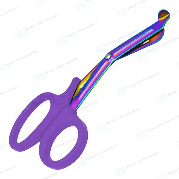 Rainbow Blades EMT Scissors 7.25″ (18.4cm) Purple Handle - surgical instruments manufactured by Waqar International, Sialkot - view 7