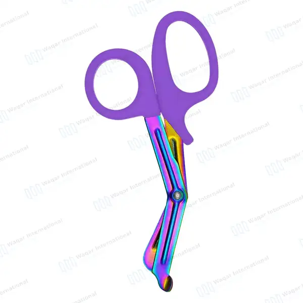 Rainbow Blades EMT Scissors 7.25″ (18.4cm) Purple Handle - surgical instruments manufactured by Waqar International, Sialkot - view 8