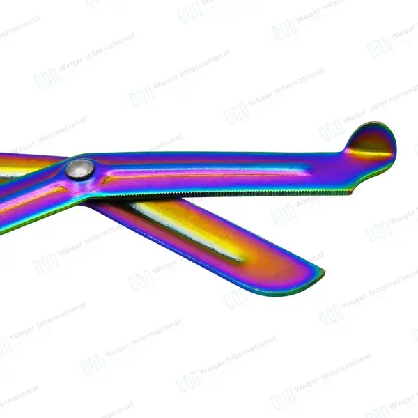 Rainbow Blades EMT Scissors 7.25″ (18.4cm) Red Handle - surgical instruments manufactured by Waqar International, Sialkot - view 5