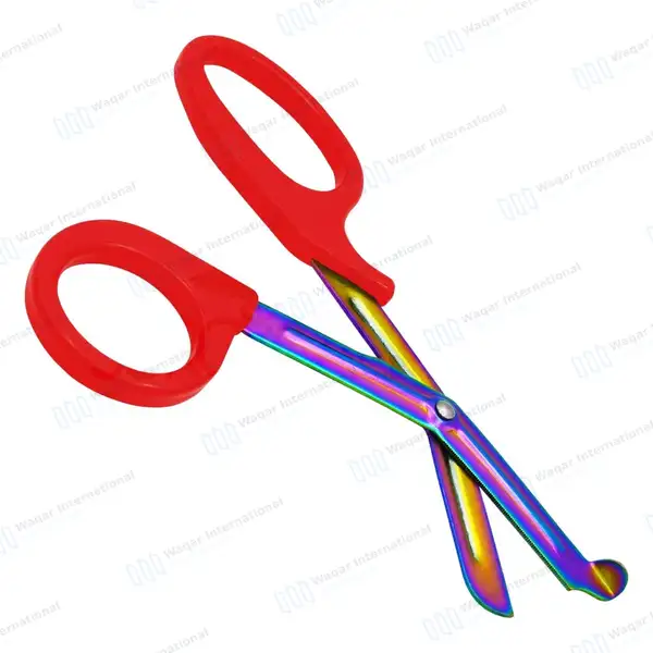 Rainbow Blades EMT Scissors 7.25″ (18.4cm) Red Handle - surgical instruments manufactured by Waqar International, Sialkot - view 6