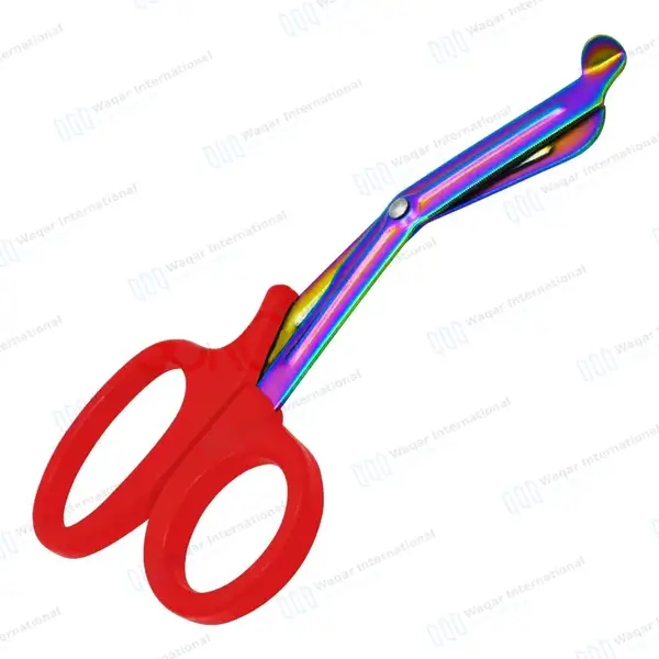 Rainbow Blades EMT Scissors 7.25″ (18.4cm) Red Handle - surgical instruments manufactured by Waqar International, Sialkot - view 7