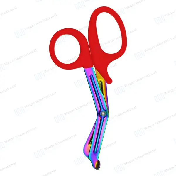 Rainbow Blades EMT Scissors 7.25″ (18.4cm) Red Handle - surgical instruments manufactured by Waqar International, Sialkot - view 8