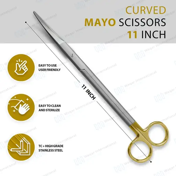 T/C Mayo Dissecting Scissor 11″ Curved Blunt Tips - surgical instruments manufactured by Waqar International, Sialkot - view 3
