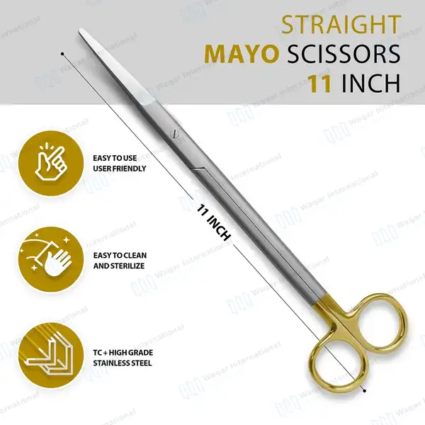T/C Mayo Dissecting Scissor 11″ Straight Blunt Tips - surgical instruments manufactured by Waqar International, Sialkot - view 3