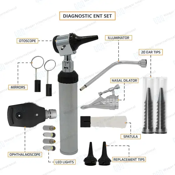 34 Pcs ENT Diagnostic Set for Ear, Nose, Throat Examination Maroon Kit - surgical instruments manufactured by Waqar International, Sialkot - view 6