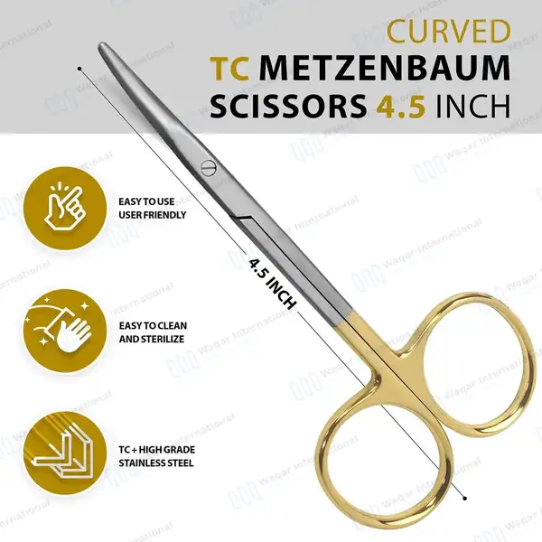 T/C Metzenbaum Dissection Scissors 4.5″ (11.4cm) Curved - surgical instruments manufactured by Waqar International, Sialkot - view 3