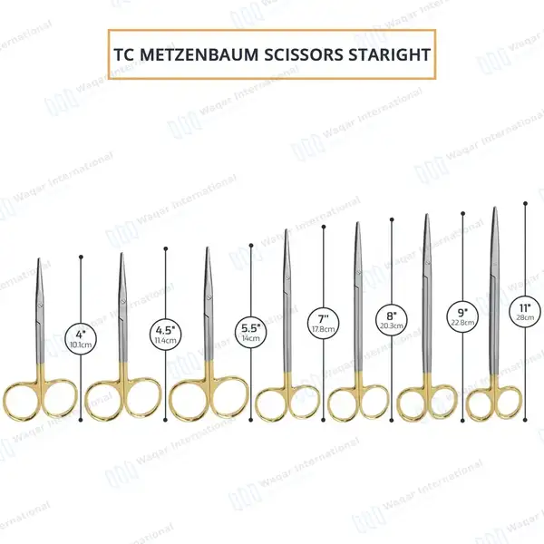 7 Pcs T/C Metzenbaum Dissecting Scissors Set – Straight - surgical instruments manufactured by Waqar International, Sialkot - view 3