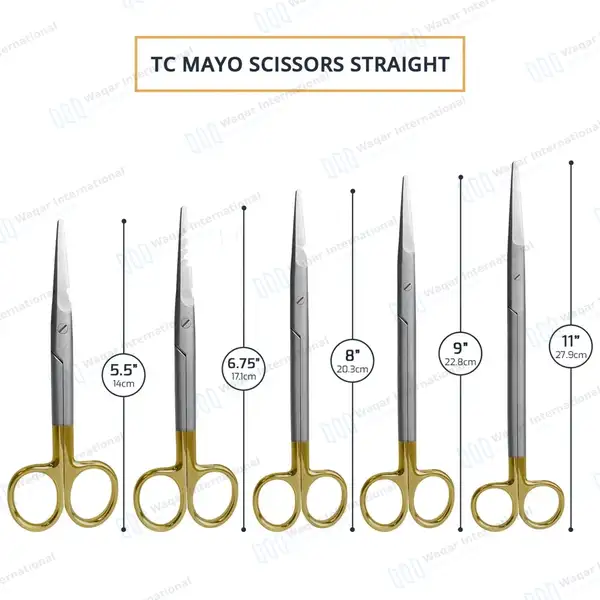 5 TC Mayo Dissecting Scissors Set 5.5″, 6.75″, 8″, 9″, 11″ Straight - surgical instruments manufactured by Waqar International, Sialkot - view 3