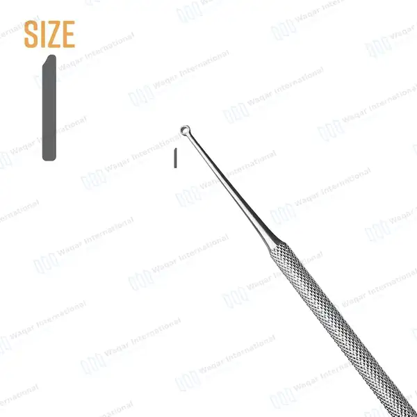 Buck Ear Curette 6.5″ Straight Sharp Ring Blade Size #1 - surgical instruments manufactured by Waqar International, Sialkot - view 4