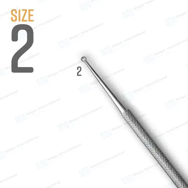 Buck Ear Curette 6.5″ Straight Sharp Ring Blade Size #2 - surgical instruments manufactured by Waqar International, Sialkot - view 4