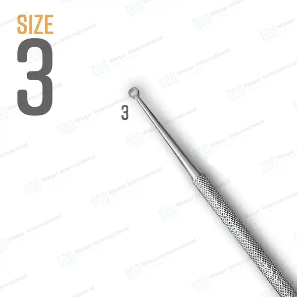 Buck Ear Curette 6.5″ Straight Sharp Ring Blade Size #3 - surgical instruments manufactured by Waqar International, Sialkot - view 4