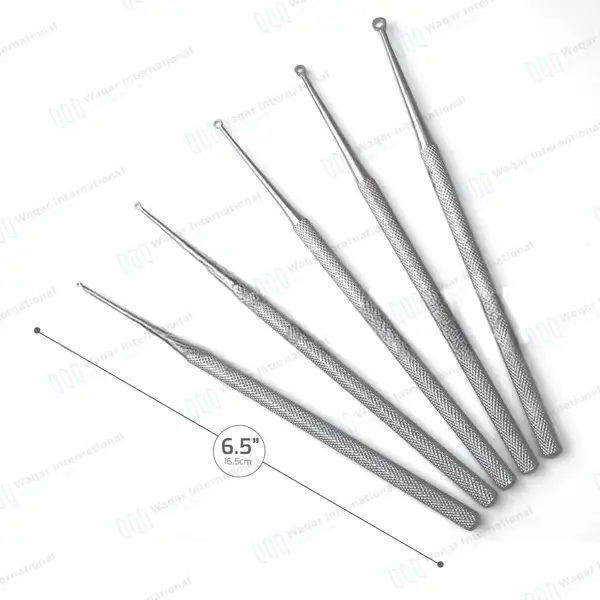 5 Buck Ear Curettes 6.5″ Straight Sharp Size #00, #0, #1, #2, #3 - surgical instruments manufactured by Waqar International, Sialkot - view 3
