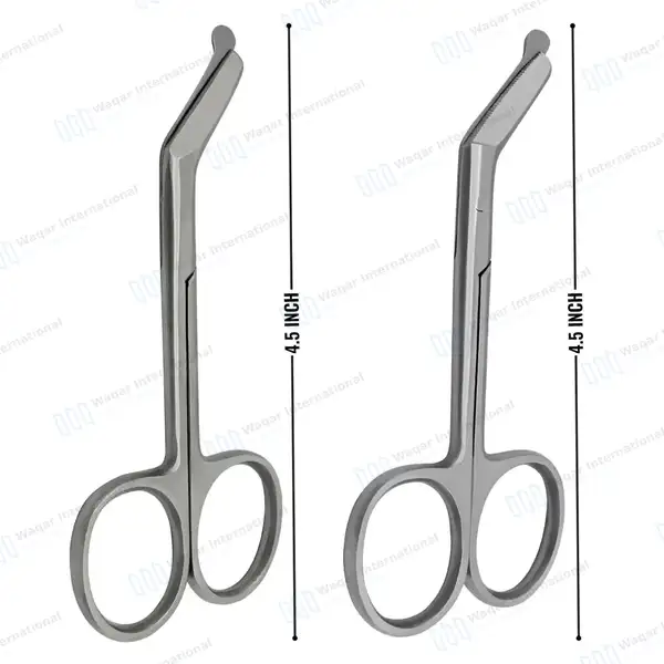 2 Pcs Ostomy Scissors Set 4.5″ Straight & Curved Blade Round Blunt Tips - surgical instruments manufactured by Waqar International, Sialkot - view 4