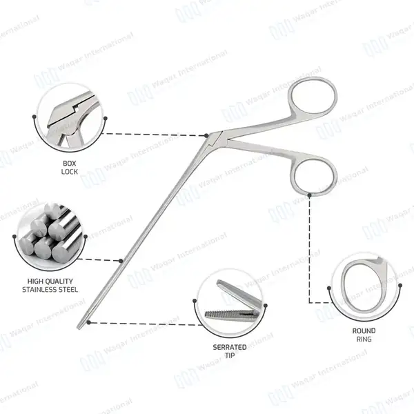 7 Pcs Alligator Ear Forceps Set 3.5″, 5.5″, 6.5″, 8″, 10″, 12″, 14″ Serrated Jaws - surgical instruments manufactured by Waqar International, Sialkot - view 4