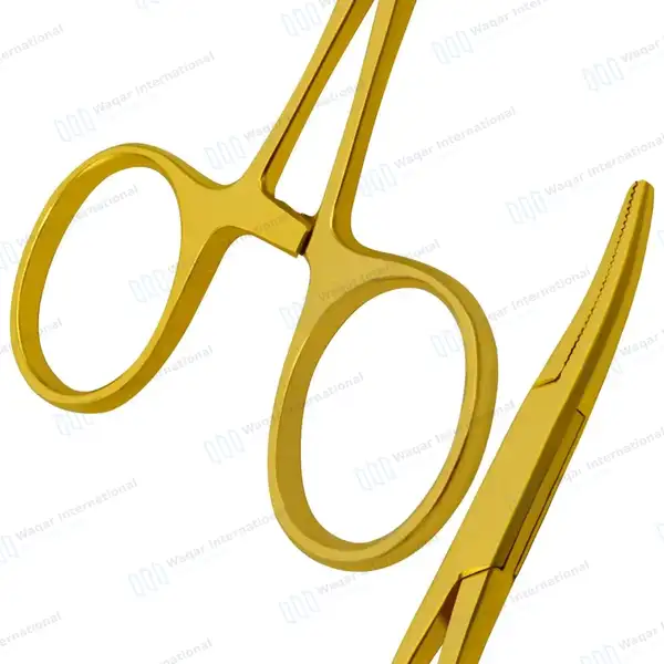Hartmann Mosquito Forceps 3.5″ (8.9cm) Curved Gold Plated - surgical instruments manufactured by Waqar International, Sialkot - view 7