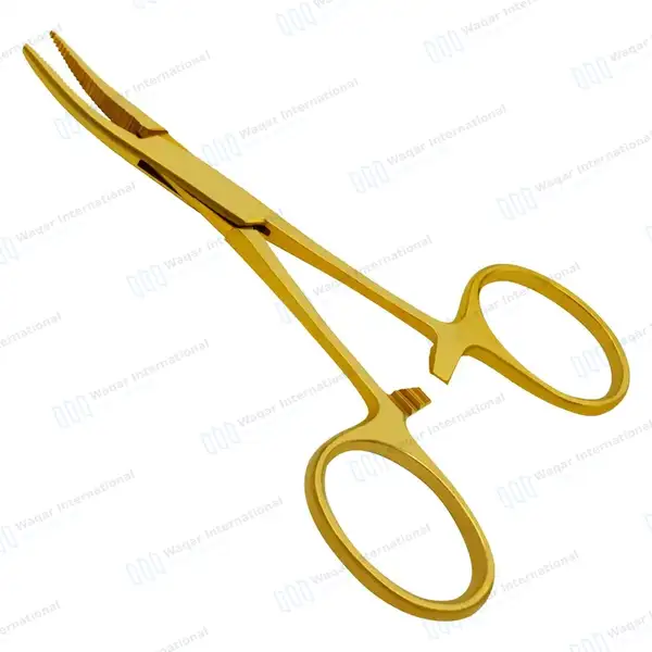Halsted Mosquito Forceps 5″ (12.7cm) Curved Gold Plated - surgical instruments manufactured by Waqar International, Sialkot - view 2