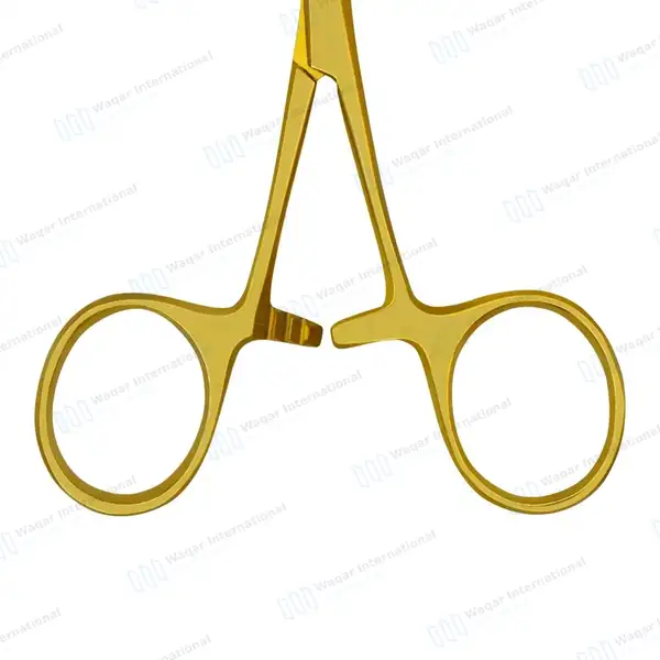 Halsted Mosquito Forceps 5″ (12.7cm) Curved Gold Plated - surgical instruments manufactured by Waqar International, Sialkot - view 6