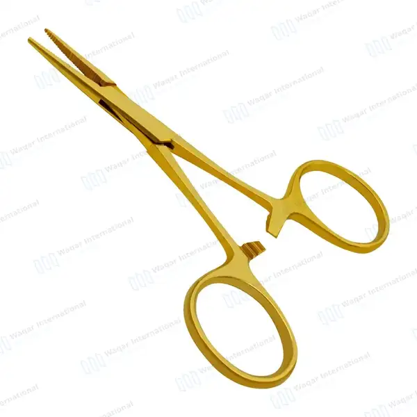 Hartmann Mosquito Forceps 3.5″ (8.9cm) Straight Gold Plated - surgical instruments manufactured by Waqar International, Sialkot - view 2