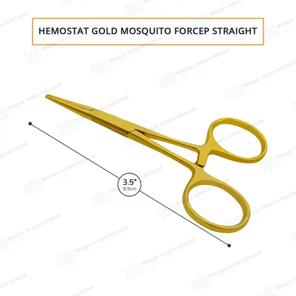 Hartmann Mosquito Forceps 3.5″ (8.9cm) Straight Gold Plated - surgical instruments manufactured by Waqar International, Sialkot - view 3