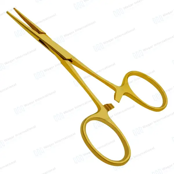 Halsted Mosquito Forceps 5″ (12.7cm) Straight Gold Plated - surgical instruments manufactured by Waqar International, Sialkot - view 2