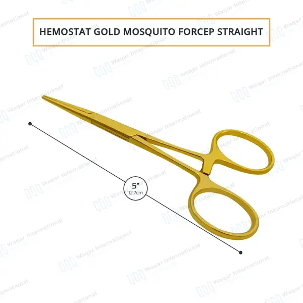 Halsted Mosquito Forceps 5″ (12.7cm) Straight Gold Plated - surgical instruments manufactured by Waqar International, Sialkot - view 3