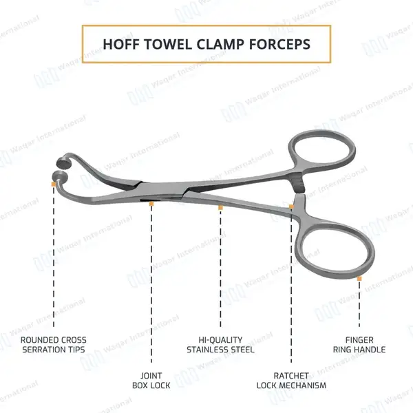 Hoff Towel Clamp Forceps 5.25″ - surgical instruments manufactured by Waqar International, Sialkot - view 4