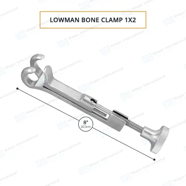 Lowman Bone Clamp 8″ 1×2 Prong Jaws 1 1/4″ Wide - orthopedic instruments manufactured by Waqar International, Sialkot - view 3