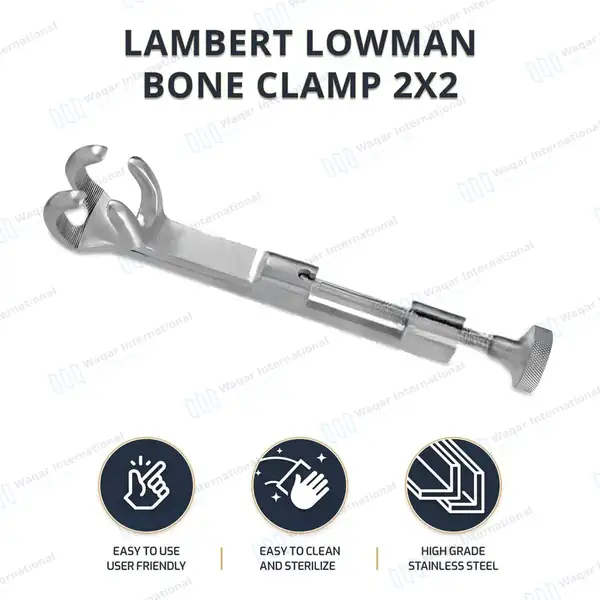 Lambert-Lowman Bone Clamp 7″ 2×2 Prong Jaws 1″ Wide - orthopedic instruments manufactured by Waqar International, Sialkot - view 10