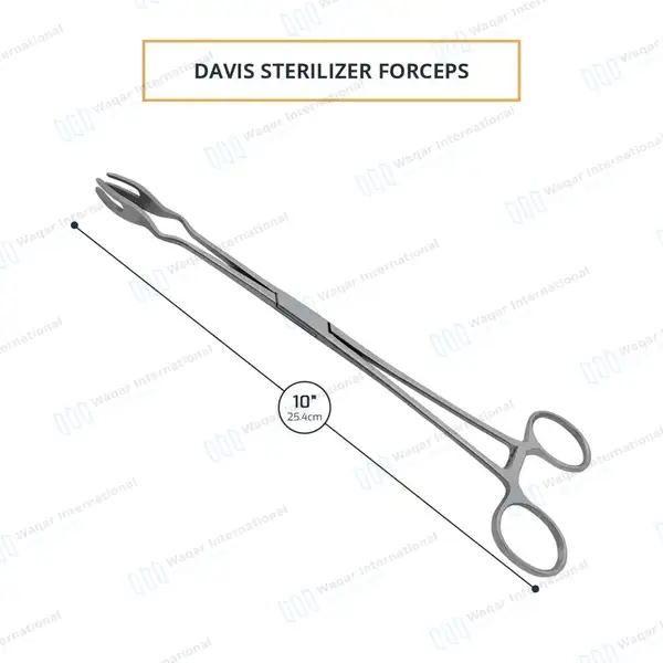 4 Prongs Davis Sterilizer Forceps 10″ with Lock - surgical instruments manufactured by Waqar International, Sialkot - view 3