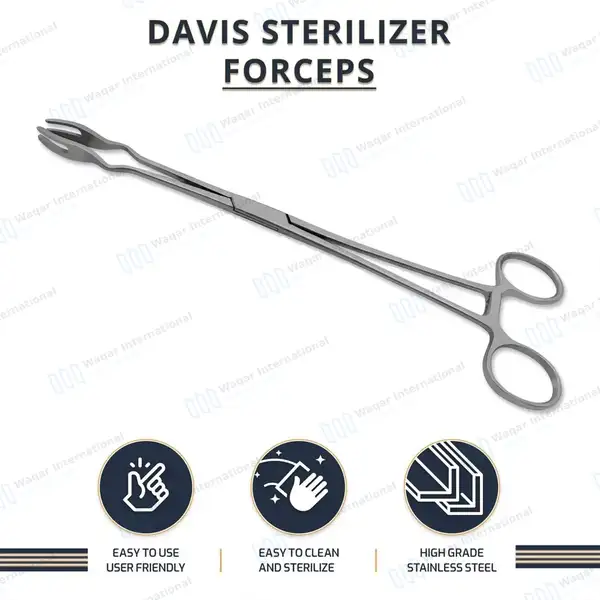 4 Prongs Davis Sterilizer Forceps 10″ with Lock - surgical instruments manufactured by Waqar International, Sialkot - view 8