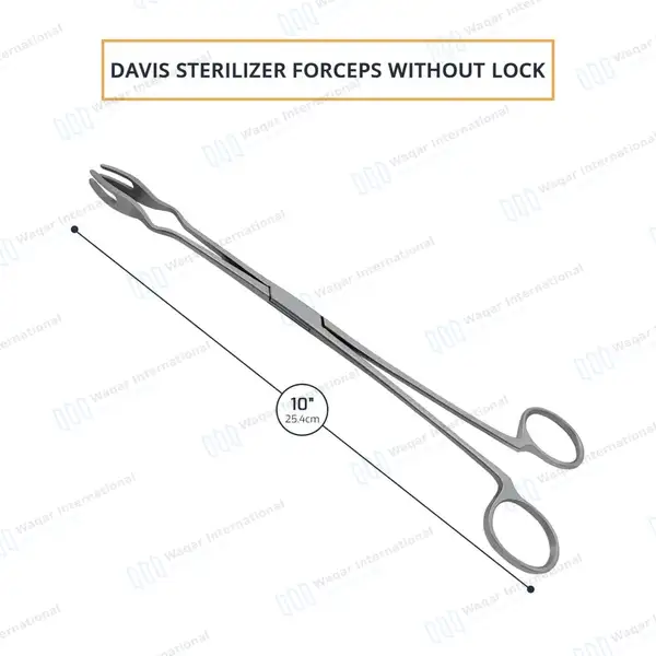 4 Prongs Davis Sterilizer Forceps 10″ Without Lock - surgical instruments manufactured by Waqar International, Sialkot - view 3