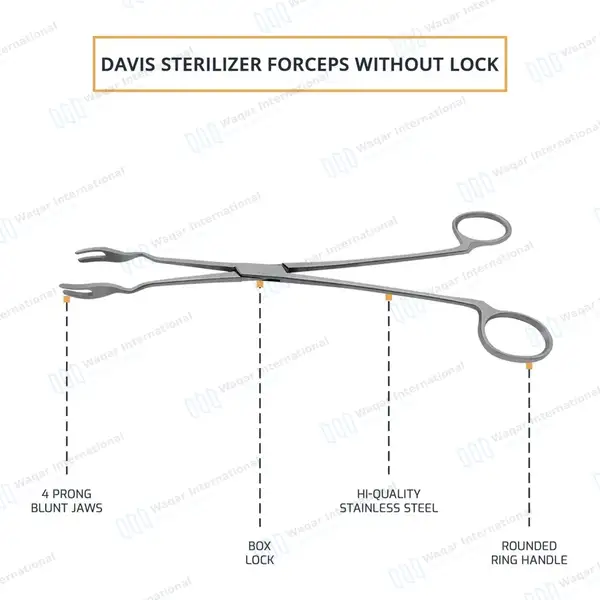 4 Prongs Davis Sterilizer Forceps 10″ Without Lock - surgical instruments manufactured by Waqar International, Sialkot - view 4