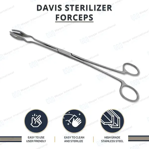 4 Prongs Davis Sterilizer Forceps 10″ Without Lock - surgical instruments manufactured by Waqar International, Sialkot - view 8