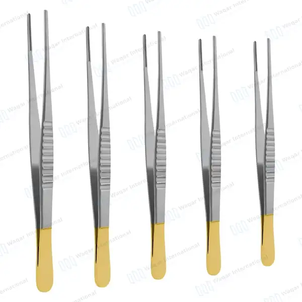 5 DeBakey Atraumatic Tissue Forceps Set 2mm Tip Gold Handle - surgical instruments manufactured by Waqar International, Sialkot - view 2